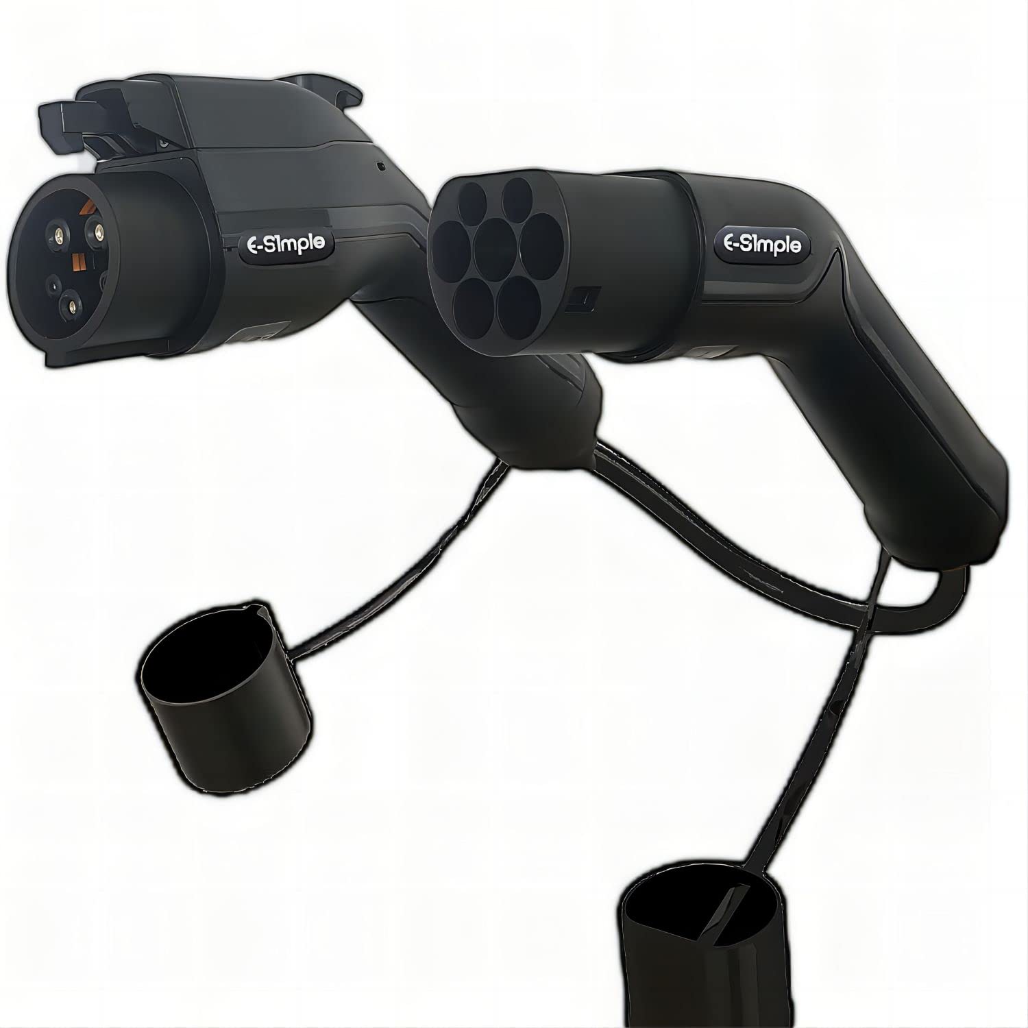 E-S1mple Type 2 to Type 1 EV Adapter 32A EV Charging Adapter Cable Converter for Electric Car Charging Cable Type 2 Use for American Standard Vehicles (0.3M Cable, 0.8KG)