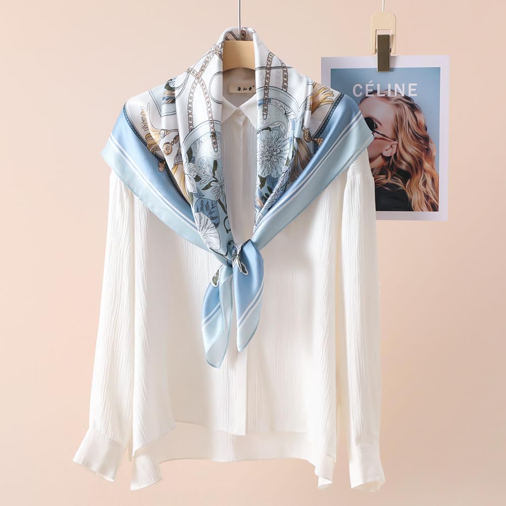 100% Mulberry Silk Scarf for Women for Neck, Large Bandana Square Satin Head Scarf for Hair 35"x35" - Image 4