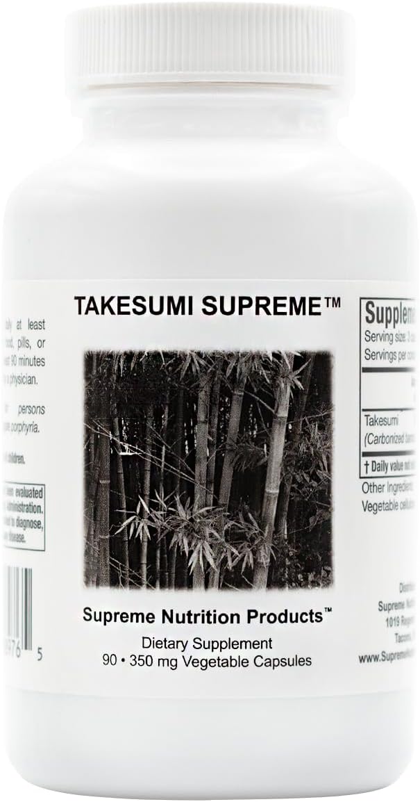 Supreme Nutrition Takesumi Supreme, 90 Pure Activated Bamboo Charcoal Vegetarian Capsules (Pack of 2)