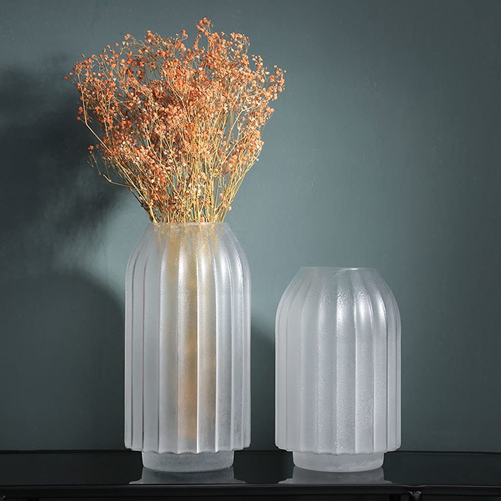 Florero casero Transparente Frosted Vidrio Jarrón Inicio Restaurante Mesa de centro Oficina Oficina Decoración Decoración Jarrón Arreglo Flor Arreglo Hidropónico Jarrón Rayado florero decorativo