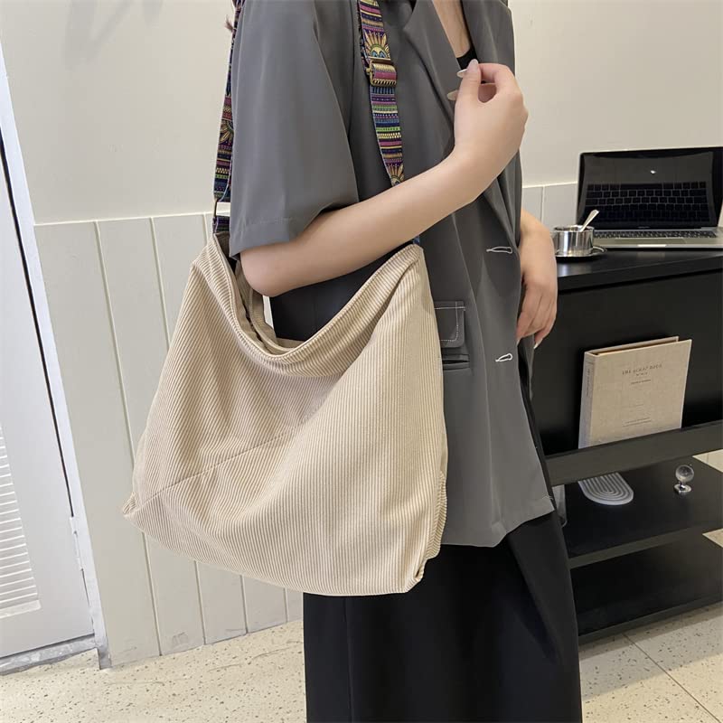 Image of JARKJARD Women Corduroy Tote Bag Large Shoulder Hobo Bag for Women Boho Casual Handbag Purse