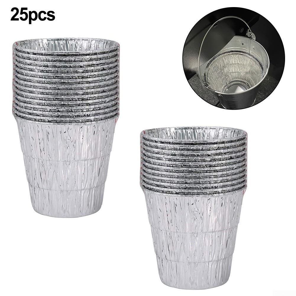 Forro de cubo de grasa, paquete de 25 forros de cubo de grasa, bandeja de goteo para parrilla Traeger Pro Series compatible con parrillas Green Mountain para barbacoa