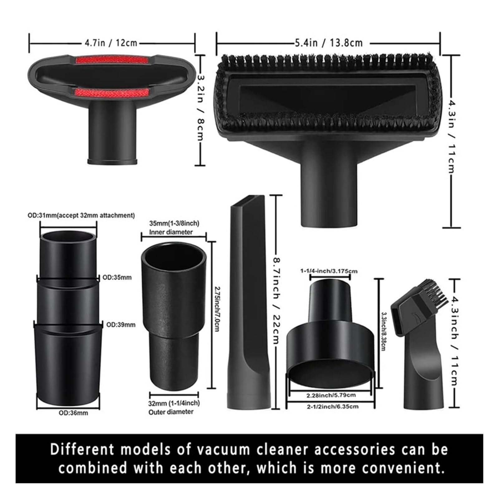 Kit De Accesorios De 13 Piezas For Aspiradora Universal Adaptador De Manguera De Aspiradora De 1-1/4 Pulgadas Piezas For Aspiradora En Seco Y Húmedo Accesorios con Varilla De Extensión
