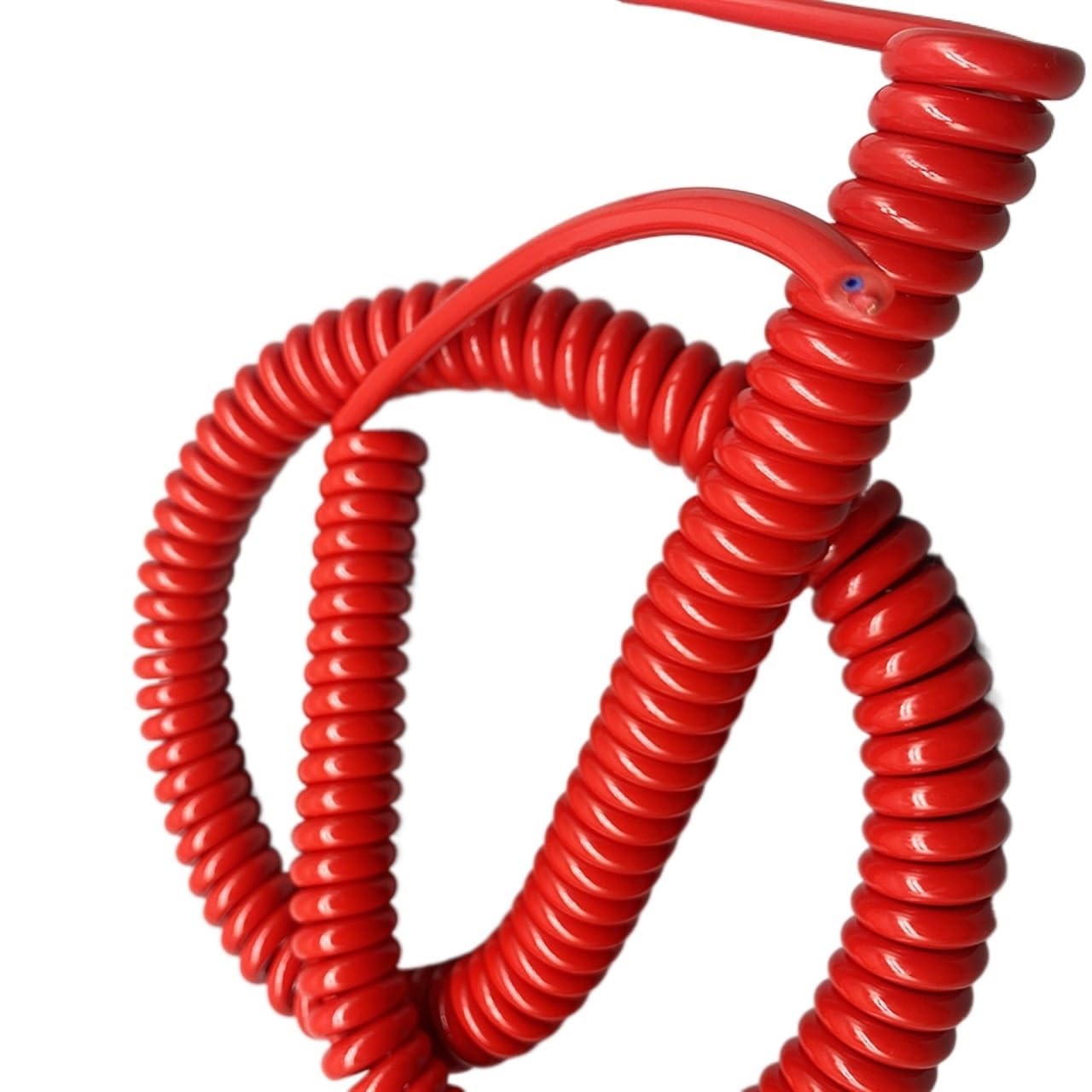Sprężynowy przewód zasilający Przewód spiralny teleskopowy sprężynowy 2-żyłowy 0,5 mm², czerwony, zwijany, 1-4 metry(Stretch 3 meter)