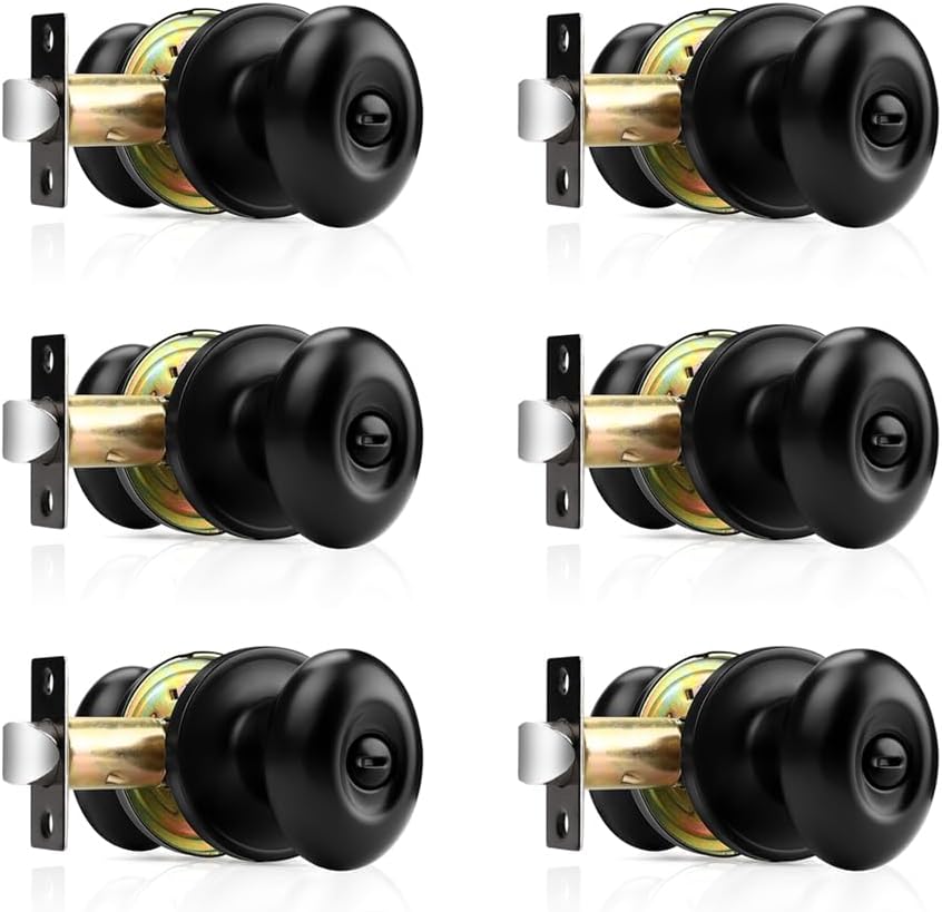 Probrico 6 Pack Door Knobs Privacy Locks for Bedroom Bathroom, Interior