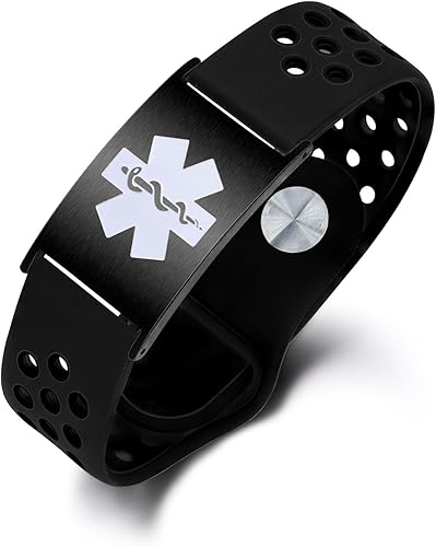 Pulsera de alerta médica personalizada para mujeres y hombres, pulseras de identificación médica deportiva de silicona con grabado gratuito, pulsera