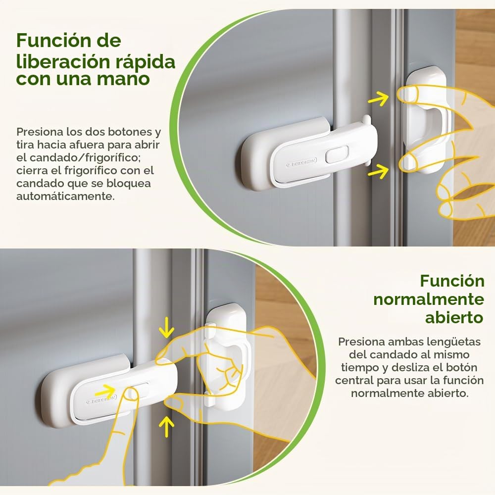 EUDEMON Cierre de Refrigerador para Bebés, Candado de Seguridad para Niños en Nevera y Congelador, Fácil de Instalar (Blanco, 2 Pièces)