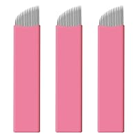 Vista 9 de 50 cuchillas de microblading desechables rosadas, microcuchillas de 0.006 in, nanoagujas perfectas para trazos de cabello, cejas, agujas más finas