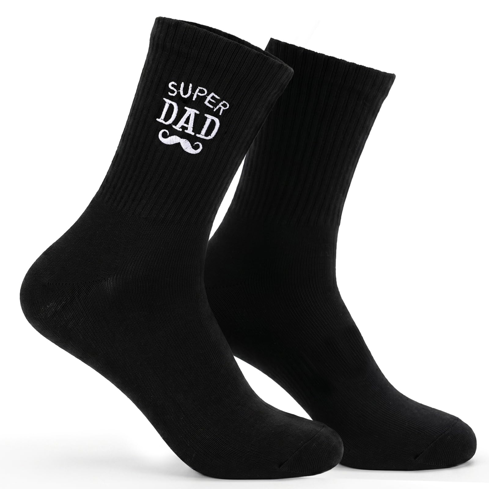 COMOOKA Super Dad Men's Socks 80% Cotton Size 7-11 Father's Day Birthday Gifts for Daddy Comfortable Stretch Novelty Socks Black