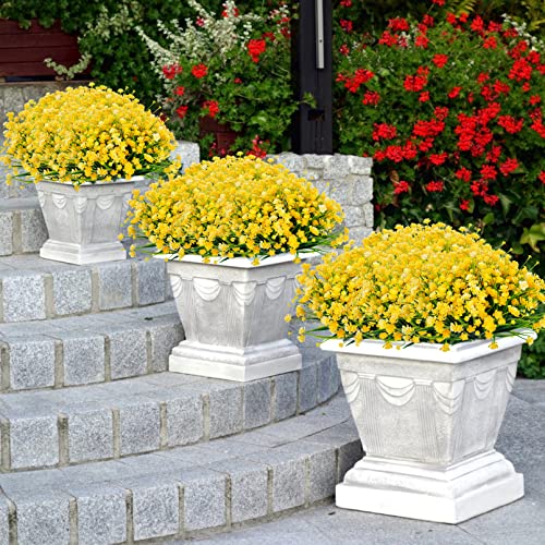 Ouddy Decor 24 Bundles Artificial Flowers for Outdoors UV Resistant Fake Plastic Plants Faux Greenery Stems for Spring Summer Indoor Garden Patio Window Box Kitchen Home Decor, Yellow by Ouddy Decor - Image 6