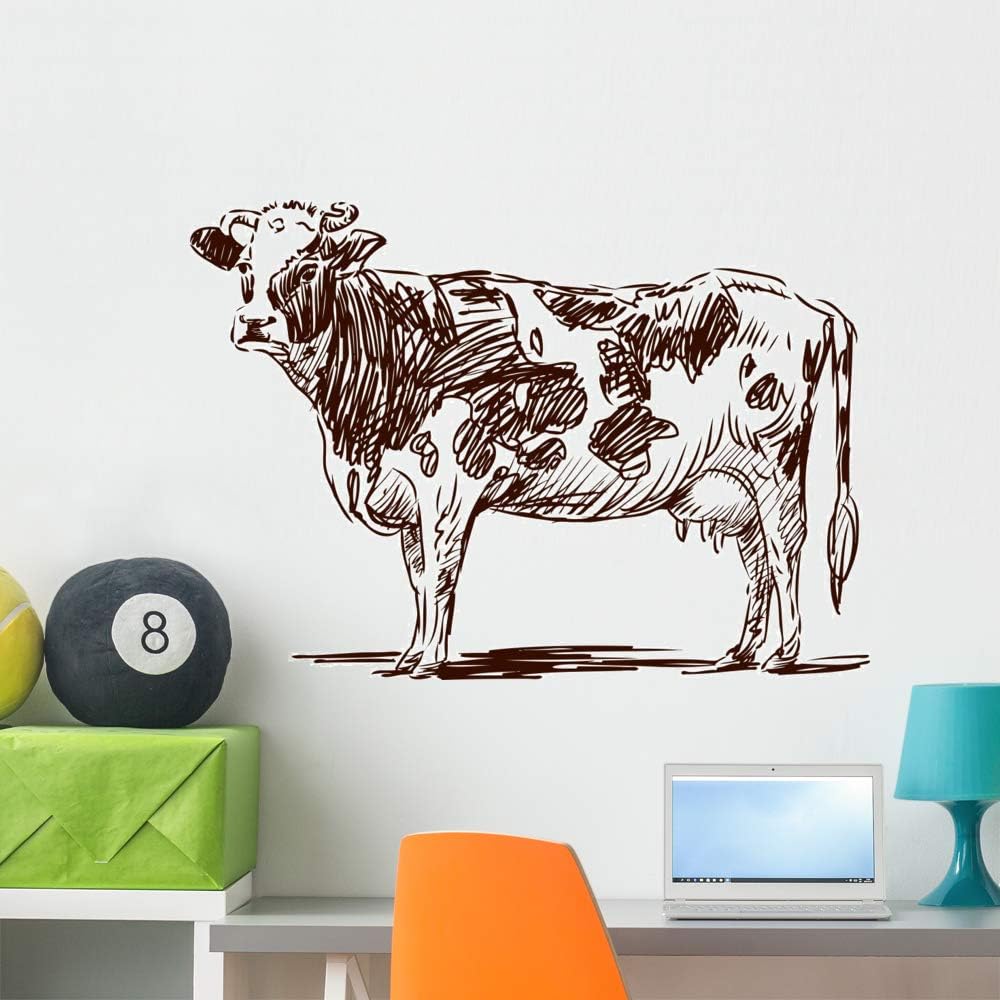 Wallmonkeys Spotted Cow Wall Decal Peel and Stick Animal Graphics (36 in W x 25 in H) WM497079
