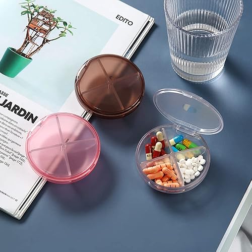 Miniatura 5 de Paquete de 3 pastilleros impermeables, portátil, mini pastillero semanal, 4 compartimentos separados para monederos, bolsillo para viajes,