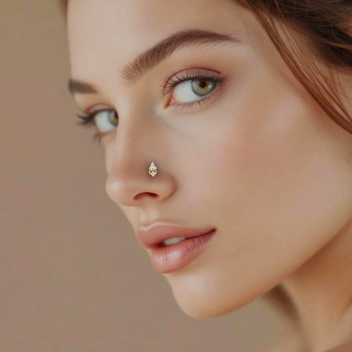 0.04 Carat Natural Diamond Nose Pin Wire Nose Pin 14K Solid Gold Body Piercing Jewelry Nose Stud Gold Jewelry Gift for Women