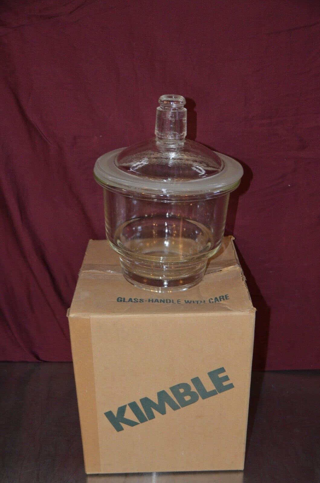 Kimble KIMAX 21000 160mm Large Size Glass Desiccator with Knob Top Cover/NOS