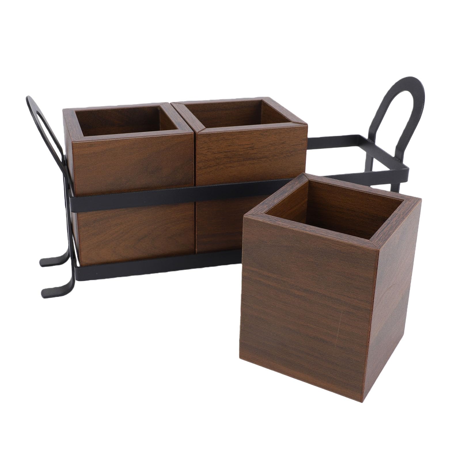 Tnfeeon Besteckkasten aus Holz mit 3 Fächern, Herausnehmbarem Metalltablett und Weichen Unterlagen für Gabeln, Löffel, Essstäbchen und Mehr – Ideal für Küche und Esszimmer. (Besteck-Organizer)