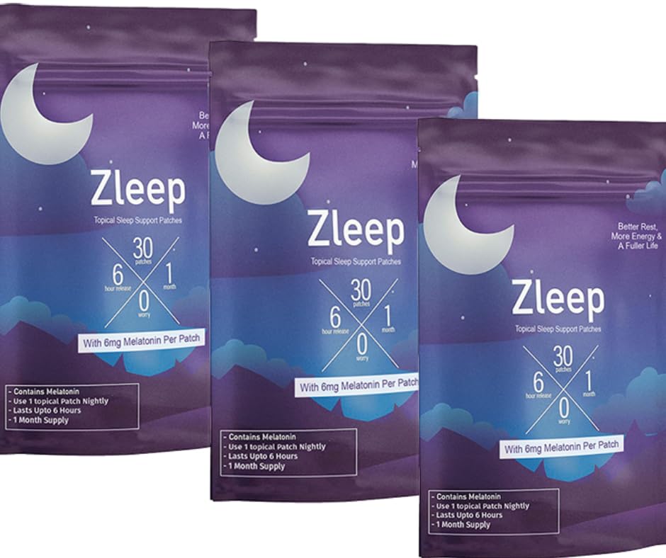 Zleep - Sleep Patches w/ Dream Complex to Improve Quality Sleep and Eliminate Tiredness (3 Pack, 90 Patches)