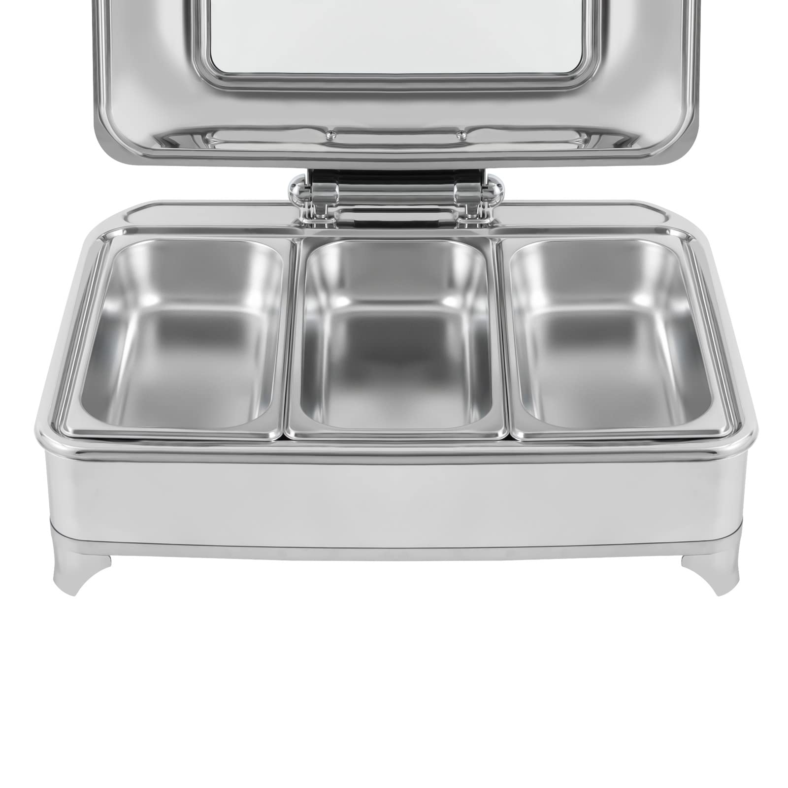 QIANMOON Chafing Dish Buffet Set, 9L/9.5QT Stainless Steel Electric Food Warmer Buffet Server with 3 Pans for Party Restaurant