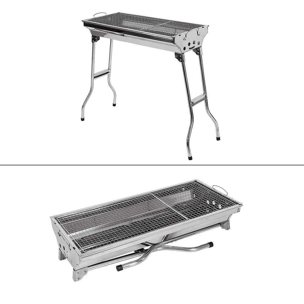Przenośny grill na węgiel drzewny - grill na węgiel drzewny grill na węgiel drzewny przenośny składany stalowy grill kempingowy - antypoślizgowy składany grill BBQ (73 x 33,5 x 70 cm) (73 x 33,5 x 70