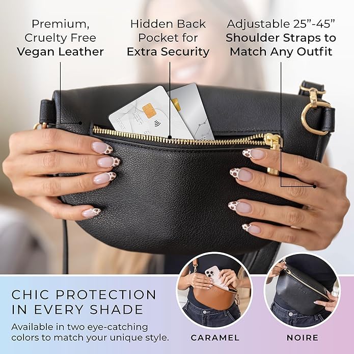 Image of Leather RFID Anti Theft Sling Bag for Women, Pickpocket Proof Travel Crossbody Bag, RFID Blocking Crossbody Purse for Women