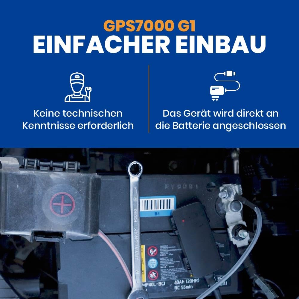 GPS7000 Versteckter 4G-GPS-Tracker mit 2-Draht-Anschluss für Pkw und LKW, Echtzeit-Ortung, 90-tägige Testphase inklusive, optionales Abonnement, Keine versteckten Gebühren