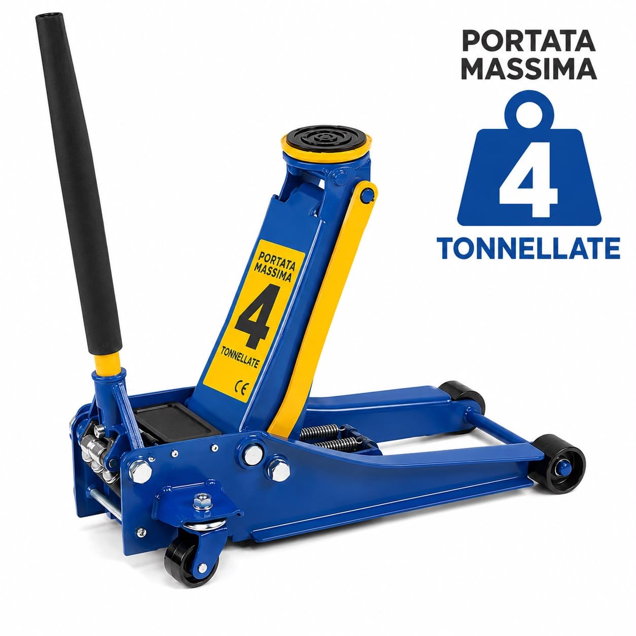 Cric Sollevatore idraulico carrello professionale 4t ruote bidirezionali a cuscinetto, crick martinetto cric Auto Idraulico assetto super ribassato professionale per veicoli doppio pistone