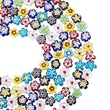 Kissitty 5 Strands Handmade Flower Millefiori Lampwork Glass Beads 10~12x4mm 16' Mixed Color for DIY...
