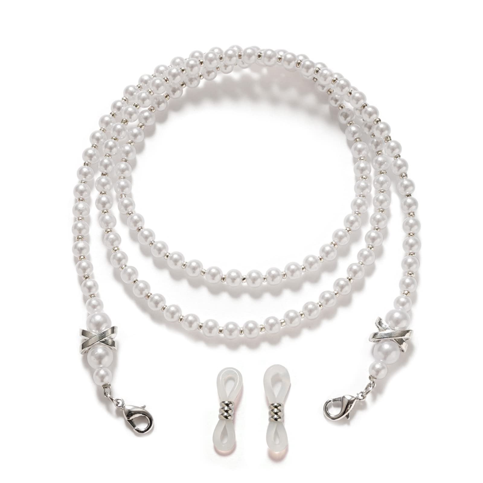Terncoew Women's White Cord For Beaded Glasses Chain Eyeglasses Cord Strap Eyeglass Chain Holder Eyeglasses Cord Holder