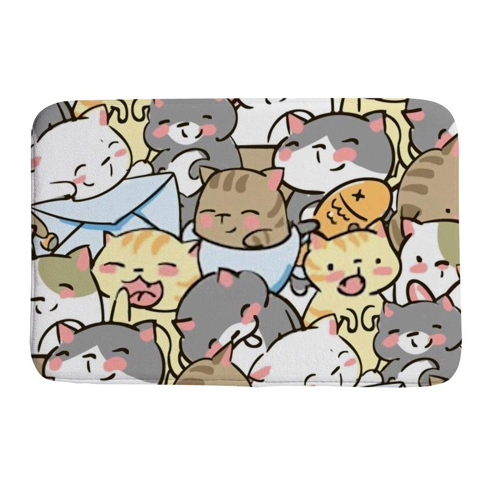 Tapis de bain petit chat mignon en polaire corail 60x90cm