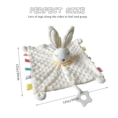 Miniatura 5 de Lovey Bunny - Manta de seguridad para bebés, niñas y niños, manta de peluche suave con etiquetas para bebés, manta de seguridad, juguetes de Manta