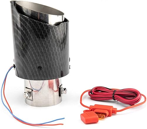 Miniatura 6 de WENJTP Punta de escape LED de 2.25 pulgadas, punta de tubo de escape recta de 2.362in, estilo fibra de carbono recta, abrazadera de perno para