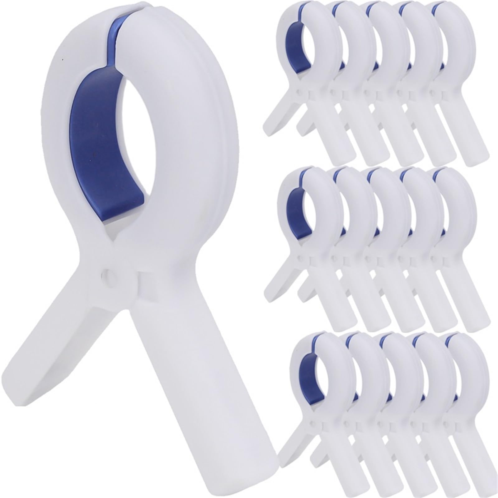 Beach Towel Clips Plastic Clothes Pins With Strong Anti-Rust Springs Heavy Duty Windproof Beach Towel Clips Laundry Clothespins Non-slip Fixed Peg(Blue-20pcs)
