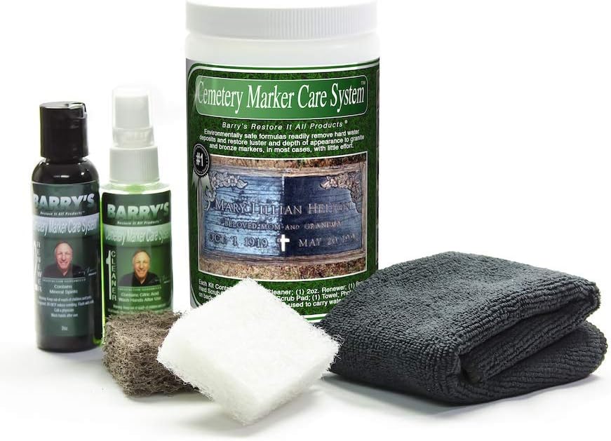 Barry's Restore It All Products - Cemetery Marker Care System | The Internet Sensation that cleans and restores Cemetery Markers! Removes hard water, calcium deposits and MORE!