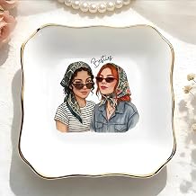 Evamall Personalized Bestie Photo Ring Dish, Custom Ceramic Trinket Tray for Best Friend, Soul Sister Jewelry Holder, Birthday Gift for Women, Bridesmaid Keepsake Wedding Favor 4