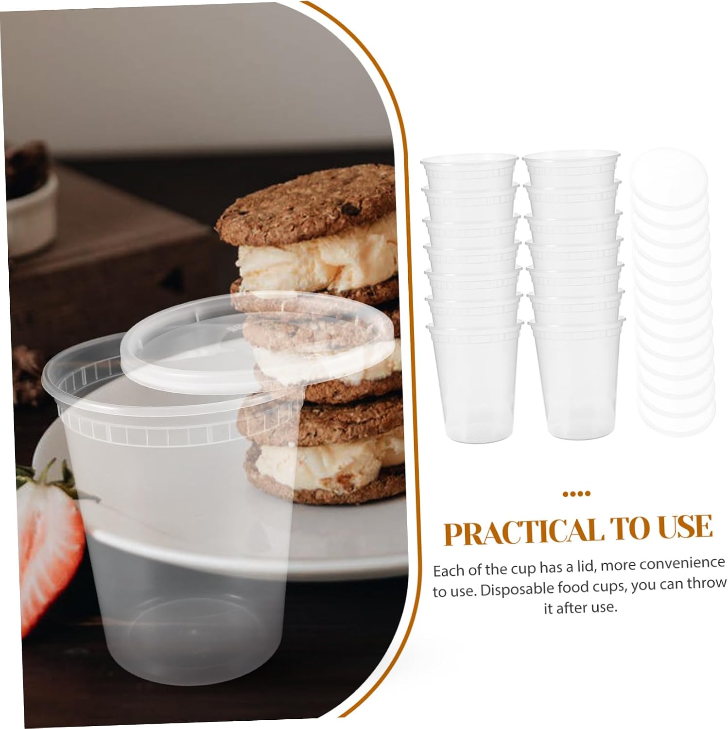 Luxshiny 30sets Food Storage Containers Lids Lunch Containers Compartments Soup Dessert Bowls Condiment Bowls Lids Sealed Soup Pudding Cake Yogurt Dessert