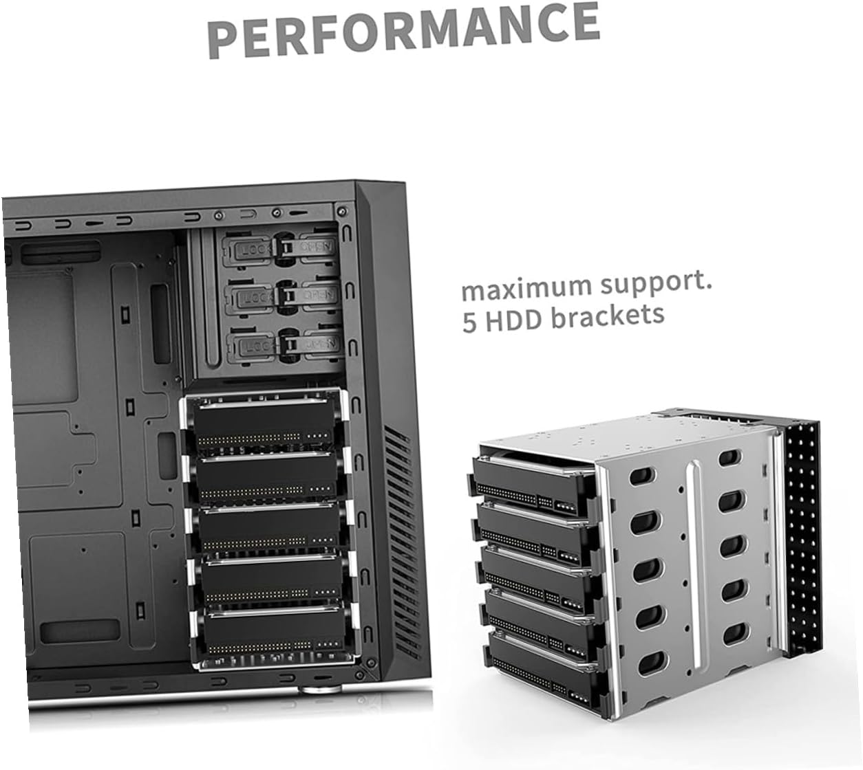 BESPORTBLE Hard Disk Cage Rack with Fan Desktop Hard Drive Bracket for Bay Heat Dissipation Hollow Design Stable and Easy to Install Drive Accessory