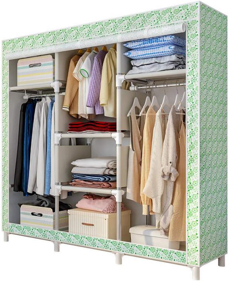 Cloth Wardrobe Clothes Closet, Portable Closet Wardrobe Storage Closet Standing Closet Fabric Cabinet Portable Wardrobe,E_129X45X166CM