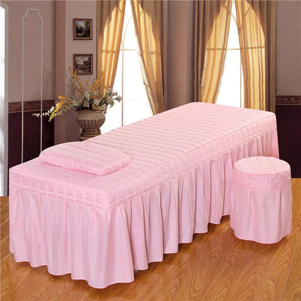 Flameer Solid Color Massage Table Skirt Beauty Facial Bed Bedding Linen Valance Sheet Cover with 21inch Drop Bedskirt - Pink-190x80cm, as described : Beauty & Personal Care