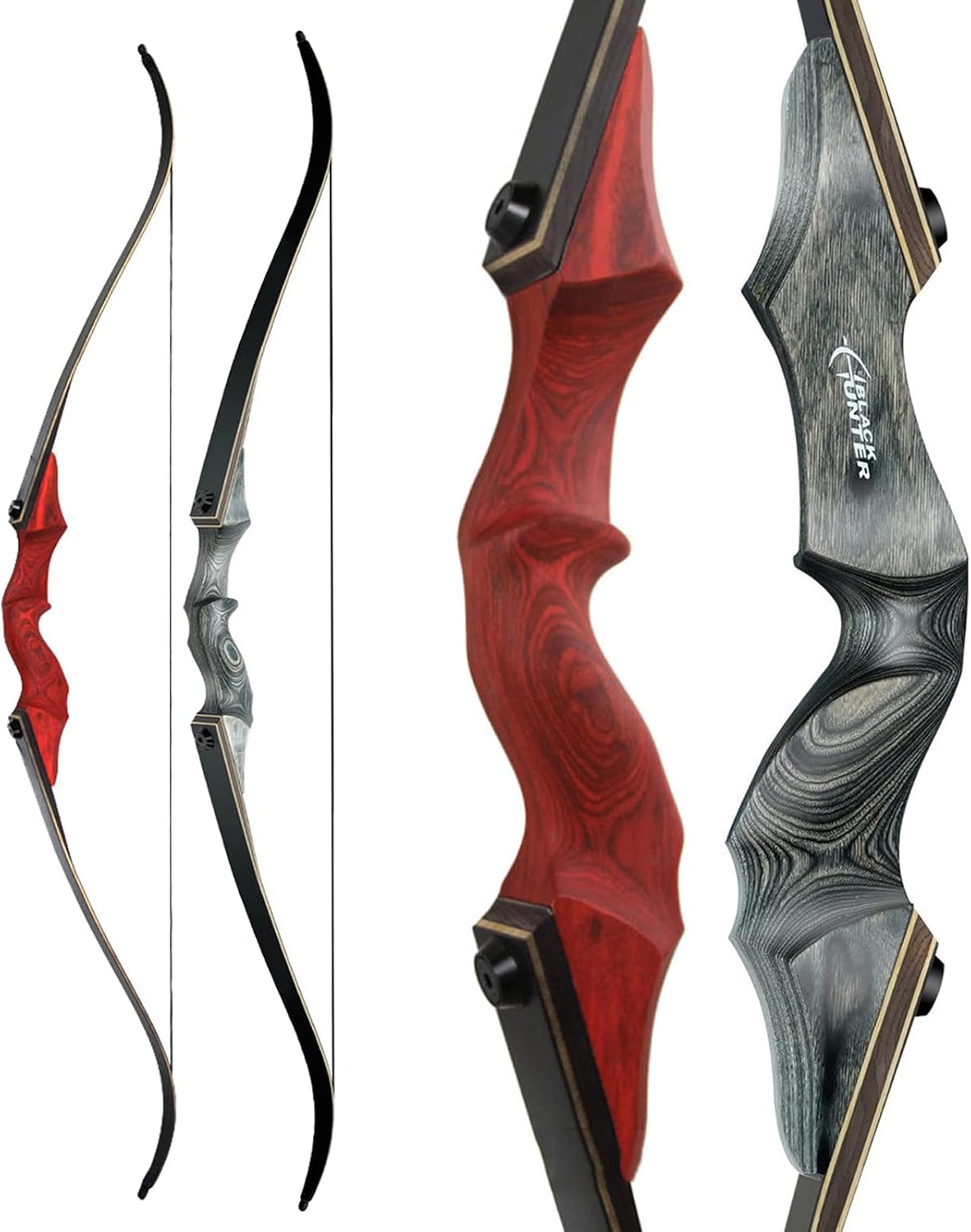 60" Original Black Hunter Recurve Bow Wooden Takedown Recurve Bow