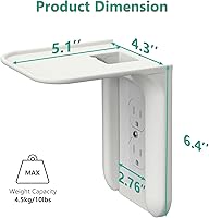 Vista 3 de WALI Soporte de Pared para Estante de Tomacorriente, Estantes de Pared para Baño hasta 10 libras, Organizador de Estante de Pared Dúplex Vertical