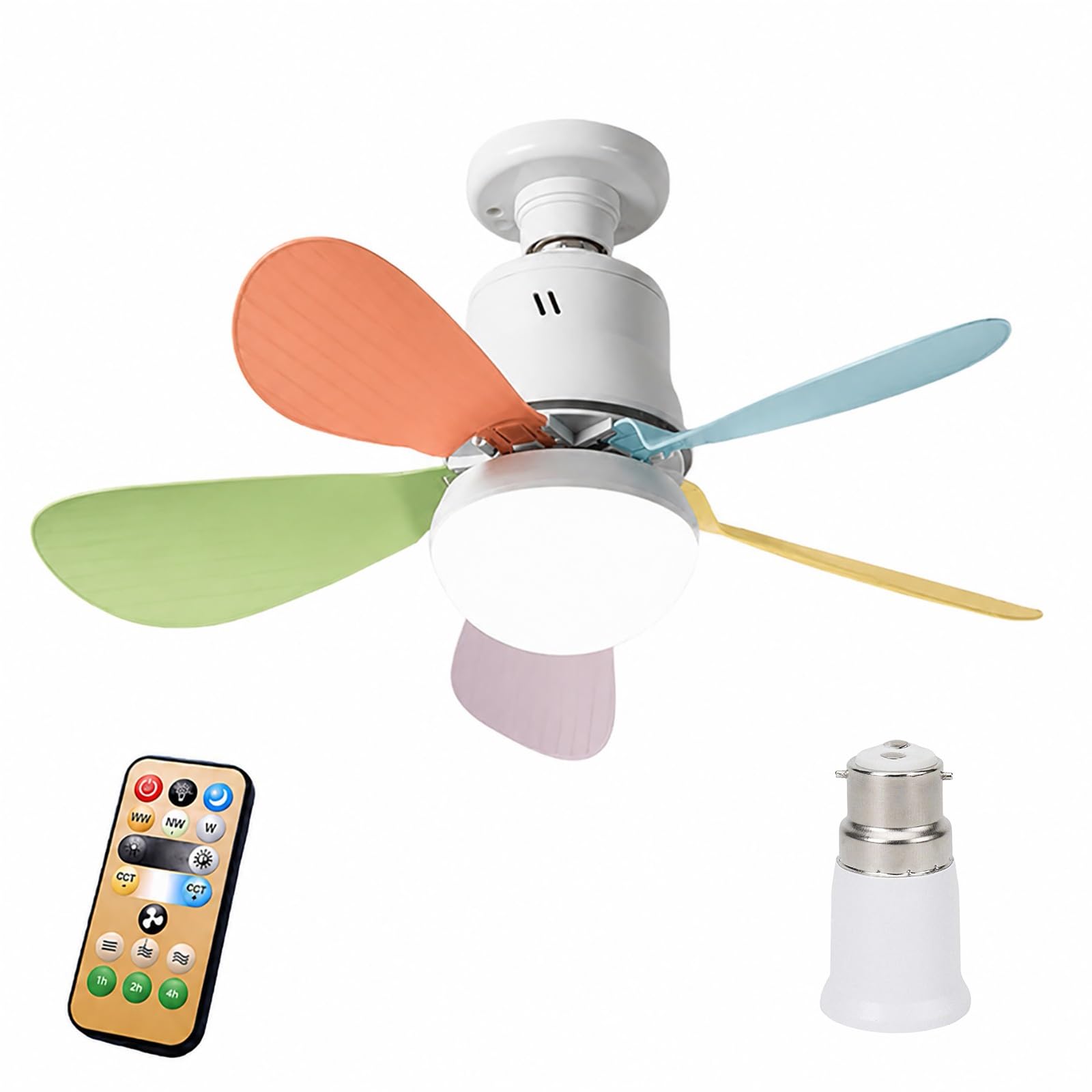 Ceiling Fan with Light, E27 Screw-in LED with B22 Bayonet Adapter 40W52CM F