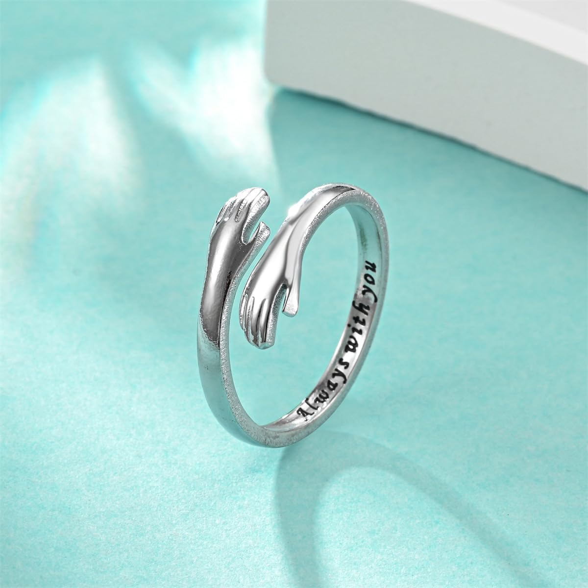 LIU JUN Hug Ring For Granddaughter, Always With You Motivational Stainless Steel Spiral Wrap Twist Open Adjustable Hope Rings Inspirational Gift Jewelry - Image 6