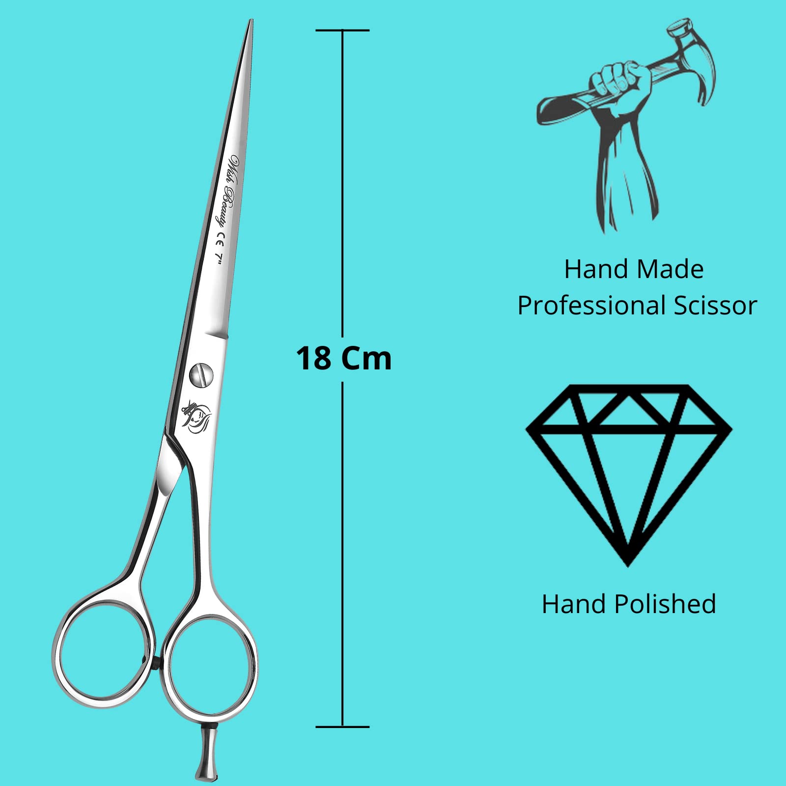 Glamified 7 inch Silver Professional Hairdressing Barber Scissors Shears - Image 4