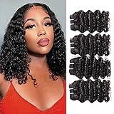 FASHION LINE Brazilian Body Wave/Water Wave/Deep Wave/Funmi/Human Hair Bundles Unprocessed Human Hair Natural Black(Deep Wave, 14