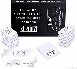 KEROPY 100 Safety Razor Blades - Stainless Steel, Wax-Sealed