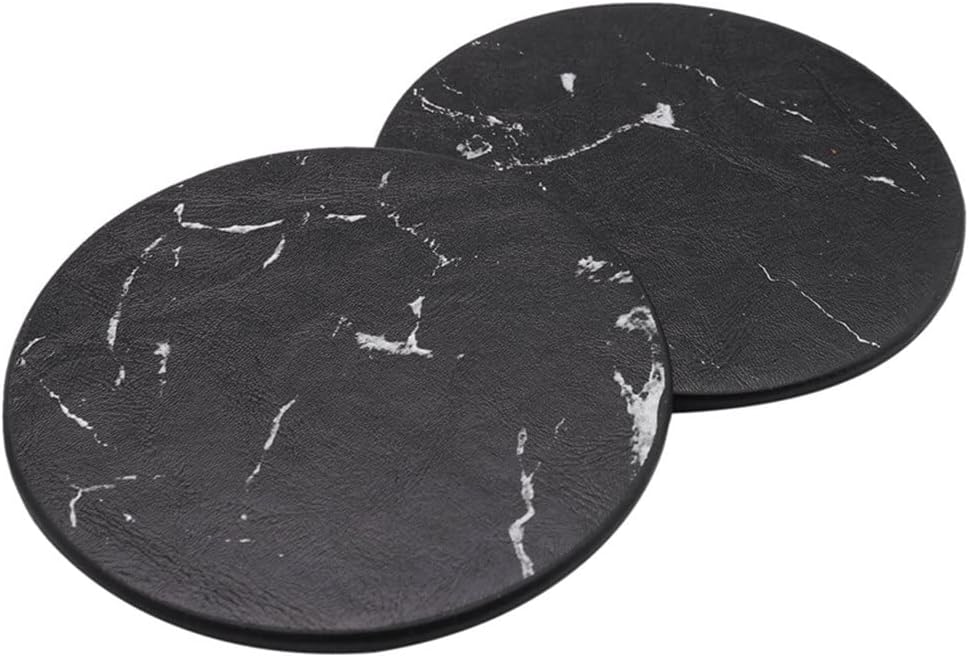 Coasters For Drinks 12-Piece With Holder,Marble Black Round Cup Mat Pad Set Of Home And Kitchen Use