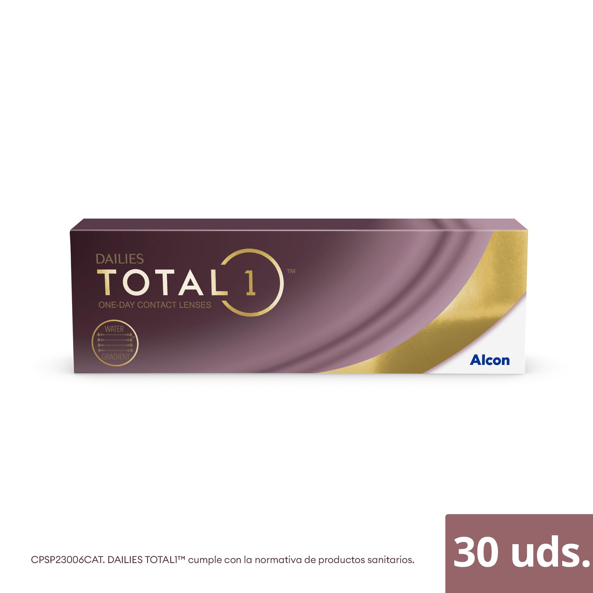 Dailies Total 1 Lentes de contacto de reemplazo diario, Pack de 30 , R 8.5 mm, D 14.1 mm, -2.25 Diopt