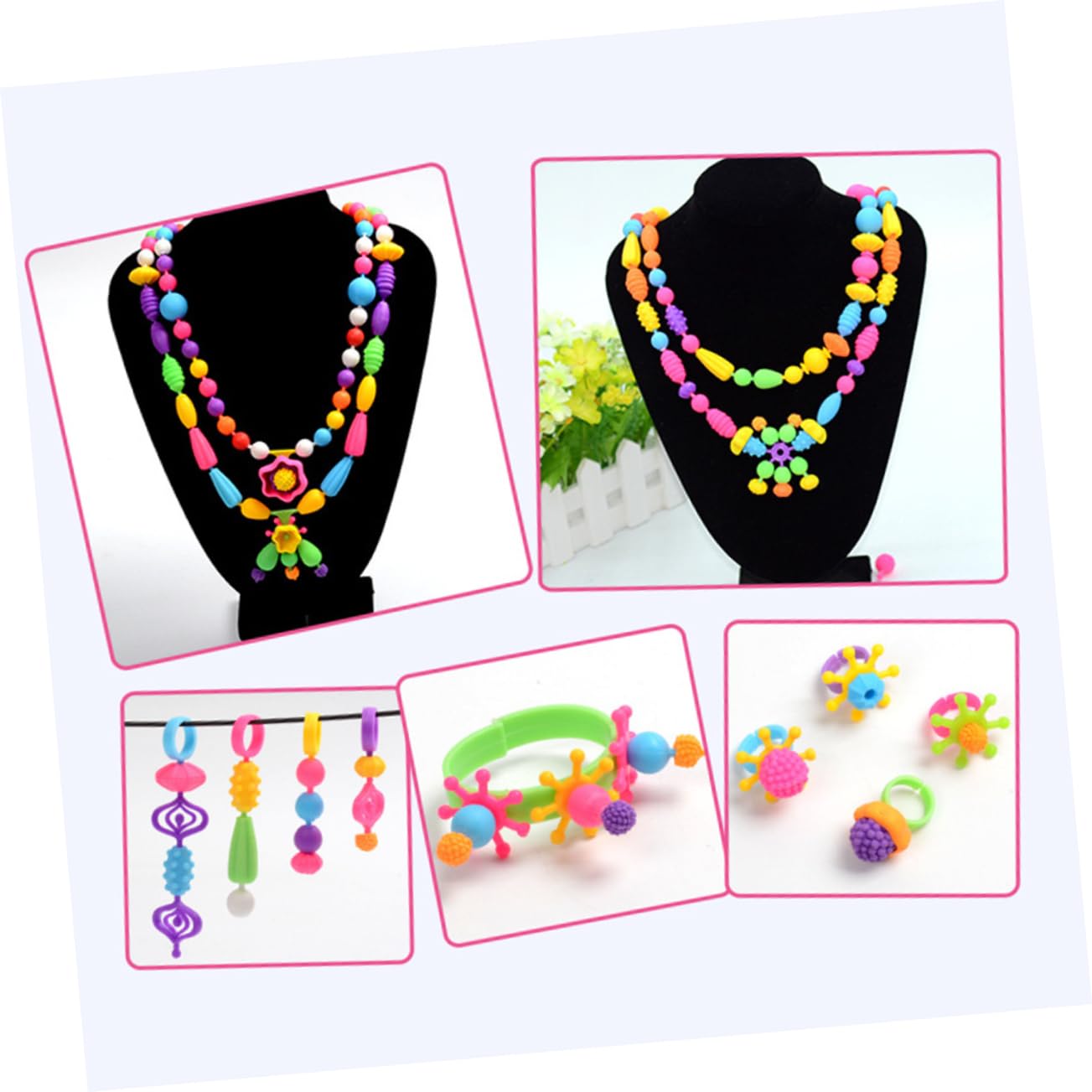 Kit fare Braccialetti Bambina Perline di Plastica Lavabili e Scatola Regalo Delicata per Attività Creative e Decorazioni Ragazzo Ragazza