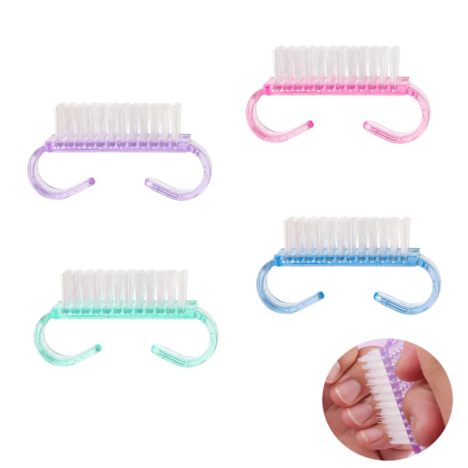 4 Pièces Brosse Ongles, Brosse à Ongle avec Poignée en Plastique,Brosses de Nettoyage pour Ongle, pour Soins des Ongles, Nettoyage et Manucure, Brosses de pour Nail Art Mains