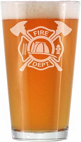 Miniatura 1 de Firefighter Symbol Pint Glass for Beer - Unique Fireman Beer Glass Gifts for Firefighters - 16 Oz Pint Glasses
