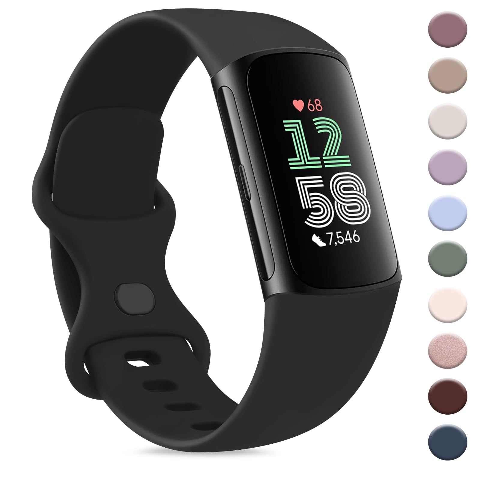 AK Sport Band Compatible with Fitbit Charge 6 Bands/Fitbit Charge 5 Bands Women Men, Classic Soft Replacement Straps Wristbands for Fitbit Charge 6/5 Advanced Fitness & Health Tracker